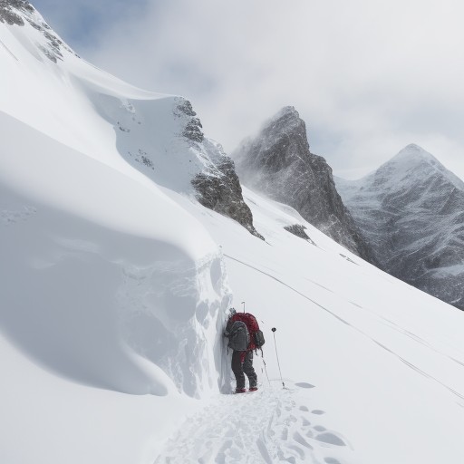 【冬山】雪が降り積もる登山道を歩く | 山頂から見渡す景色と準備する持ち物 をイメージした 冬、雪景色、山 の写真