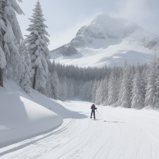 【スキー】速度を上げるための滑り方 | 雪山の斜面で意識する姿勢と視線 をイメージした 広角の風景、雪景色 の写真