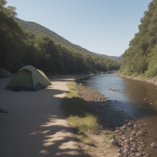 【川の温度】夏の日差しを避けて過ごす水辺 | 足を浸して体を冷やす をイメージした 広角の風景、川、夏、川 の写真