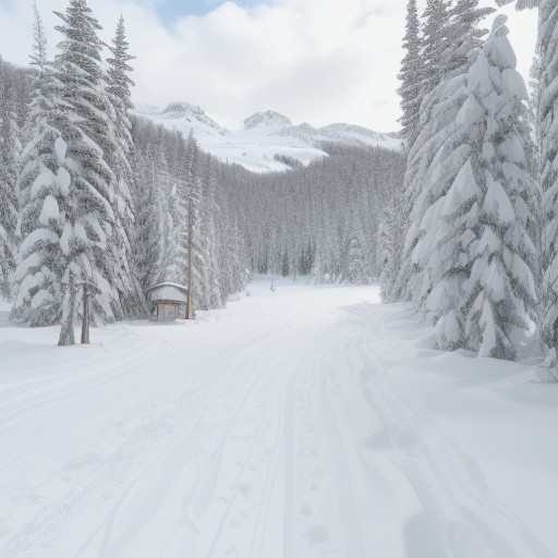 【スキーソリューション】山の中を滑るコース | 雪の状態とルート選び をイメージした 広角の風景、雪景色 の写真