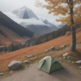 【バックパック】軽量モデルで歩く山道 | 紅葉のルートを通って頂上へ向かう をイメージした 広角の風景、山、秋 の写真