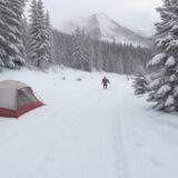 【トレイルランニング】雪山でのウェア選び | 体温を保つ重ね着の方法 をイメージした 広角の風景、登山道、山、雪景色 の写真