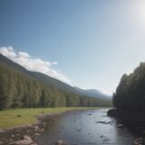 【水温】地球温暖化による川の温度上昇 | 夏に影響を受ける魚たちの様子 をイメージした 広角の風景、川、夏 の写真