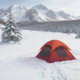 【遭難防止】山での安全確保 | 吹雪の雪山で救助を待つ方法 をイメージした 広角の風景、山 の写真