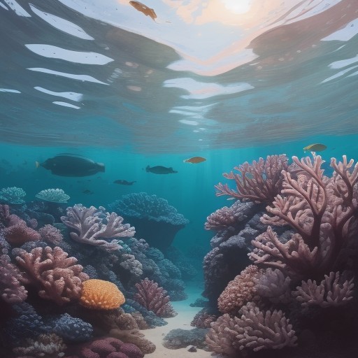 【海洋生物】サンゴ礁に集まる魚たち | 夏の海で見つけた生態系の繋がり をイメージした 広角の風景、夏 の写真