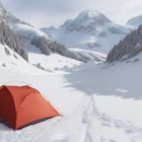 【雪山登山】標高三千メートルの雪道を歩く | 冬の装備とルート選び をイメージした 広角の風景、山、冬、雪景色、冬 の写真
