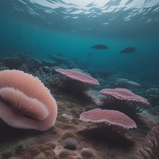 【海洋生物】サンゴ礁に集まる生き物 | クラゲや藻類を守る取り組み をイメージした 広角の風景 の写真