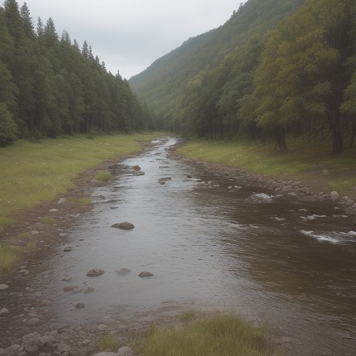 【水量】雨上がりの川の流れと水位 | 釣りに出かける判断の目安 をイメージした 広角の風景、川 の写真