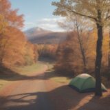 【コンパス】地図で方向を読み取り目的地へ向かう旅 | 秋の紅葉の中を歩く をイメージした 広角の風景、秋 の写真