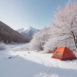 【登山】四季で変わる山の景色を歩く | 春の山桜から秋の紅葉と冬の雪まで をイメージした 広角の風景、ハイキング、山、春、秋、冬、雪景色 の写真