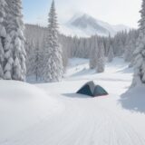 【スノボ】冬の雪山でパウダースノーを滑る | 初心者のための装備と服装 をイメージした 広角の風景、雪景色、雪景色、山、冬 の写真