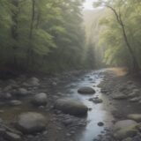 【水温】夏の川の流れと気温の変化 | 魚の居場所を探るタイミング をイメージした 広角の風景、夏、川 の写真