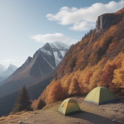 【地図とコンパス】紅葉の山道でのルート選び | 方角を確認する手順 をイメージした 広角の風景、秋、山 の写真