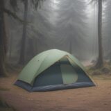 【テント】雨の中でのキャンプに備える | 防水性能と耐水性の基準 をイメージした 広角の風景 の写真