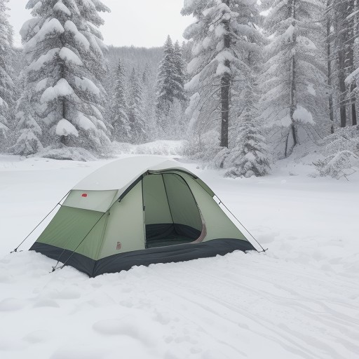 【キャンプ料理】鍋ひとつで完成させるレシピ | 雪の降る森で囲む食卓 をイメージした 広角の風景、森、雪景色 の写真