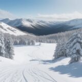 【スノーボード】雪山の斜面を滑り降りるルート | 冬の自然に囲まれる時間 をイメージした 広角の風景、雪景色、山、雪景色、冬 の写真