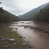 【川の天気予報】洪水注意報が出た日の判断 | 増水の兆候と撤退のタイミング をイメージした 広角の風景、川 の写真