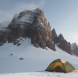 【高地登山】山頂へ向かう道中の気圧の変化 | 酸素の量と体調管理への備え をイメージした 広角の風景 の写真