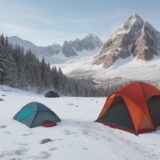 【気候変動】山の雪解けと天候の変化 | 登山ルート選びの注意点と対策 をイメージした 広角の風景、山、雪景色、ハイキング の写真