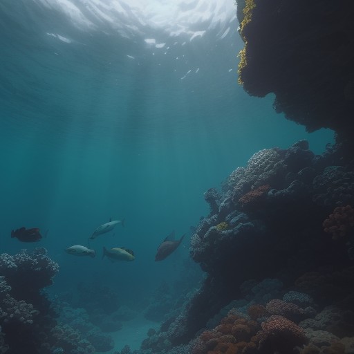 【水中カメラ】海に潜って魚を撮影する | 水中の光と泳ぐ魚たち をイメージした 広角の風景 の写真