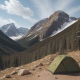 【ヘルメット】登山道の岩場を歩く際の備え | 頭を守るための安全装備 をイメージした 広角の風景、山、登山道 の写真