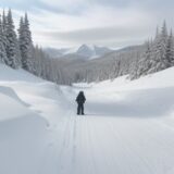 【スノボヘルメット】選び方のポイント | 雪山での滑走と安全対策 をイメージした 広角の風景、雪景色、山 の写真