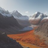 【登山】標高と山頂の基礎知識 | 紅葉の山道を歩くための基本ガイド をイメージした 広角の風景、山、秋、ハイキング の写真