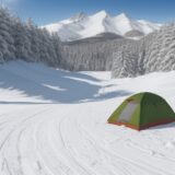 【スキー】雪山の斜面を滑り降りていく | 自然と一体になる冬の体験 をイメージした 広角の風景、山、雪景色、冬 の写真