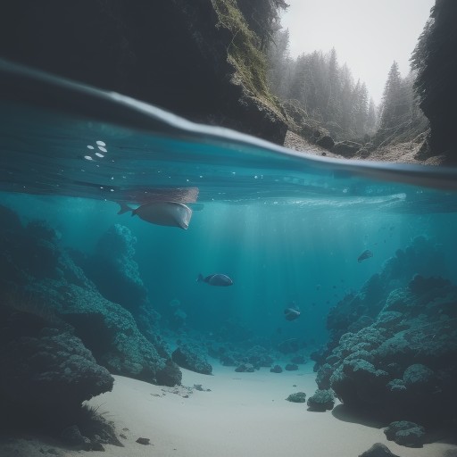 【水中カメラ】海の中の魚を写真に撮る | 夏の海水浴での撮影体験記 をイメージした 広角の風景、夏 の写真