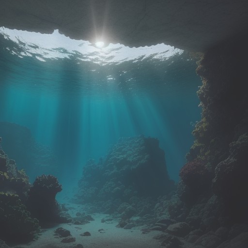 【スキューバダイビング】深海まで潜る | 海底の景色と水中での体験 をイメージした 広角の風景 の写真