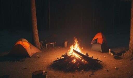 【焚火】薪を組み上げて火を熾す | 夜のキャンプ場で火を囲んで過ごす時間