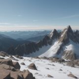 【登山】山頂を目指して歩くルート | 岩場を越えた先に広がる景色 をイメージした 広角の風景、山 の写真