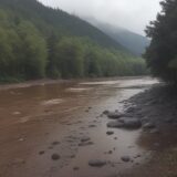 【河川水位】雨による川の増水を確認 | 洪水への備えと判断の目安 をイメージした 広角の風景、川、川 の写真