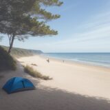 【海水浴】夏の海岸で過ごす時間 | 体力の消耗への注意と事故防止のポイント をイメージした 広角の風景、夏 の写真