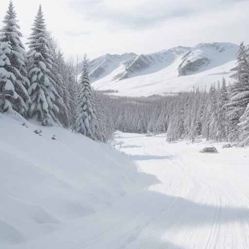 【スキー】雪山のコースを滑り降りる | 冬の山へ持っていく持ち物リスト をイメージした 広角の風景、山、雪景色、冬 の写真
