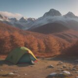 【山用コンパス】地図でナビゲーションをする | 秋の山道でルートを確認する をイメージした 広角の風景、山、山、登山道、秋 の写真