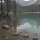 【パドリング】水しぶきが上がる湖の景色 | パドル選びと漕ぎ方のコツ をイメージした 広角の風景、湖 の写真