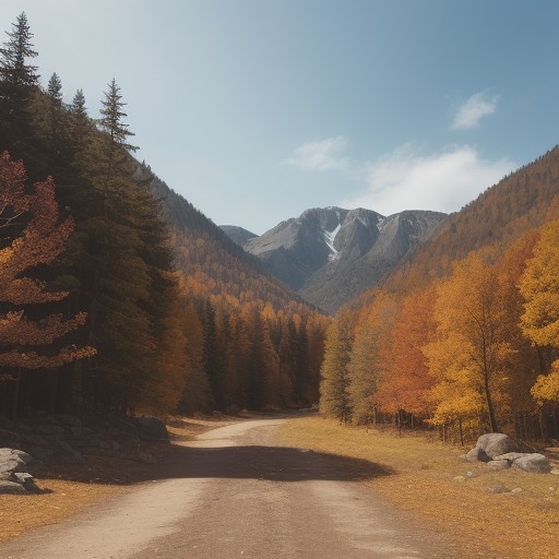 【ハイキング】紅葉の山道を歩くスタッフの視点 | 自然の中を歩いた記録 をイメージした 広角の風景、ハイキング、秋、山、登山道 の写真