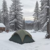 【キャンプ道具】冬の夜に体温を保つ薪選び | 火力を維持する方法 をイメージした 広角の風景、冬 の写真
