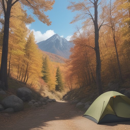 【登山】紅葉が色づく山道 | 初心者が準備する道具とルート選び をイメージした 広角の風景、ハイキング、秋、山、登山道 の写真