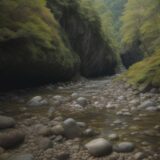 【淡水魚】日本の山奥にある渓流の生き物 | 生命の多様性を観察する をイメージした 広角の風景、山 の写真