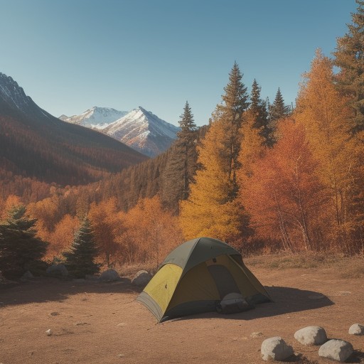 【バックパック】紅葉の山道を荷物まとめて歩く | 収納力の使い分け をイメージした 広角の風景、秋、山、登山道 の写真