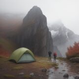 【防水ジャケット】雨の日の山歩き | 秋の登山で濡れないための装備選び をイメージした 広角の風景、ハイキング、山、秋 の写真
