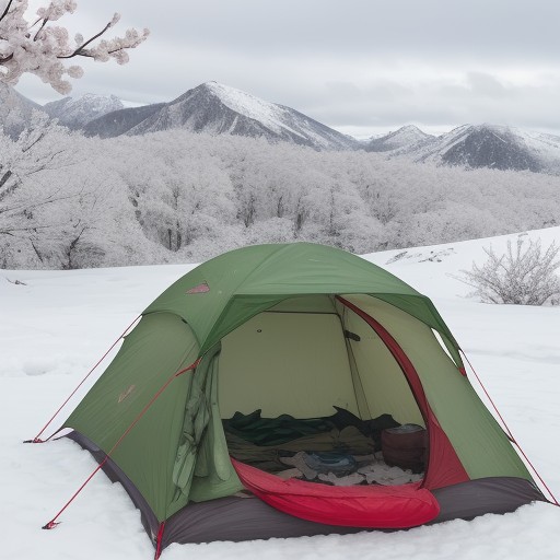 【登山】春の山道を歩いて巡るコース | 山桜と新緑が混ざり合う景色 をイメージした 春、山、雪景色、ハイキング の写真