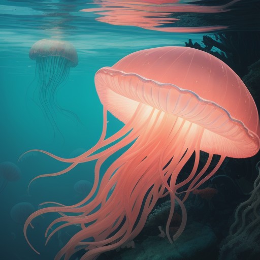 【クラゲ】夏の海で泳いで遭遇した | 水中を漂う生物の姿と生態の観察 をイメージした 夏 の写真