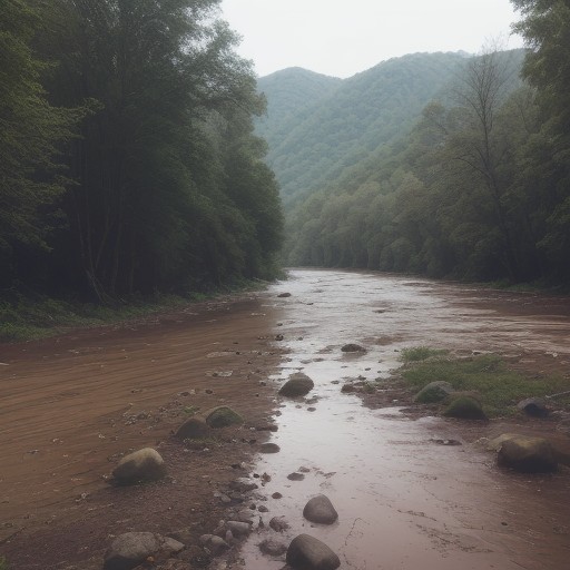 【水位】川の洪水予報をチェック | 雨上がりの川で釣りを始める前の確認 をイメージした 川 の写真