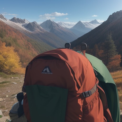 【バックパック】軽量モデルで歩く山道 | 紅葉のルートを通って頂上へ向かう をイメージした 秋、秋、ハイキング、山 の写真