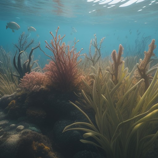 【海草】海岸沿いに広がる藻場の風景 | 魚と植物が共生する仕組み をイメージした 夏 の写真
