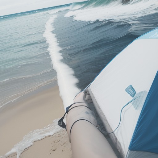 【波乗り】夏のビーチにサーフボードを持って行く | 海の波が来るタイミングを待つ をイメージした 夏 の写真