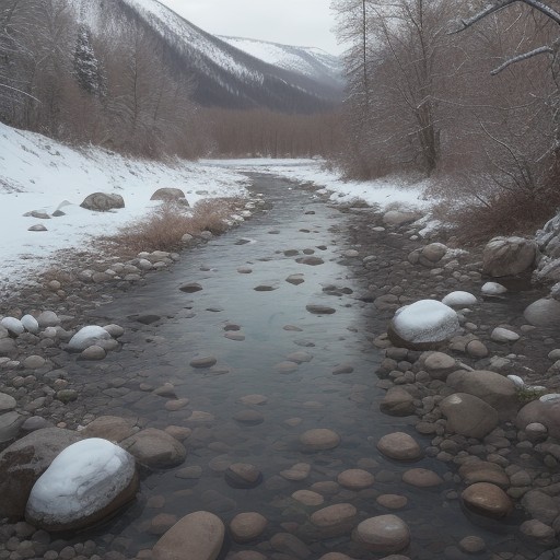 【淡水魚】川の底で暮らす生き物の動き | 冬に撮影した水中の光景 をイメージした 冬、川 の写真